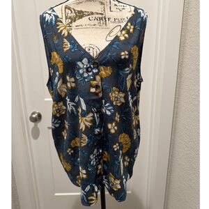 NWT Loft Outlet Sleeveless Top Floral Blue L